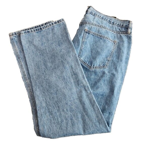 Fashion Nova Curve Crossover Straight Leg Jean Medium Wash SZ 14 Botton Fly NWT - Picture 2 of 16